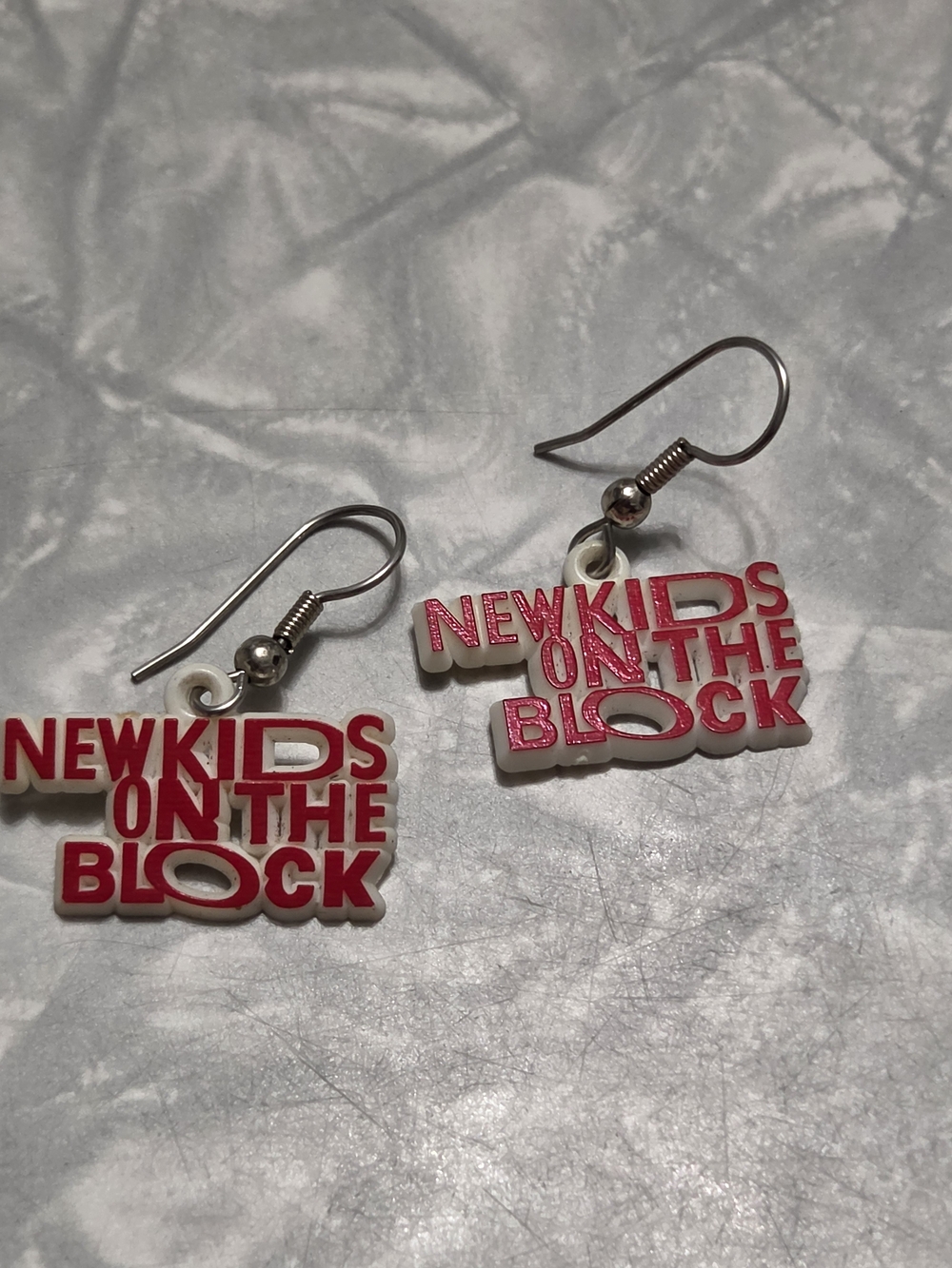 New Kids on the Block Red & White Earrings Vintage 1989